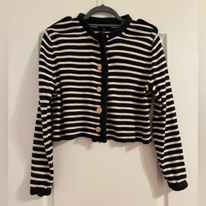 Massimo Dutti Black and Cream Striped Jacket